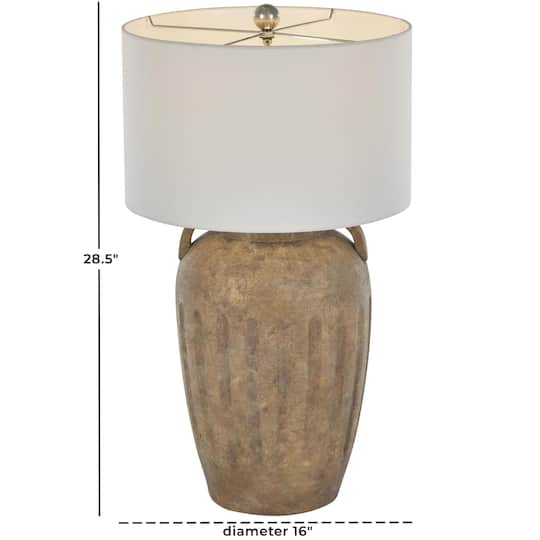 28.5" Brown Ceramic Distressed Antique Style Pot Vase Table Lamp
